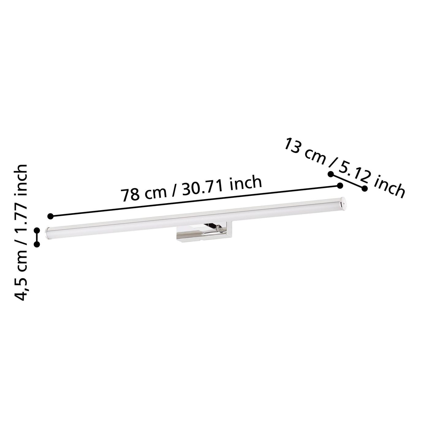 LED-SPIEGELL.L-780 CHROM/WEISS 'VADUMI' 780 mm, Vit