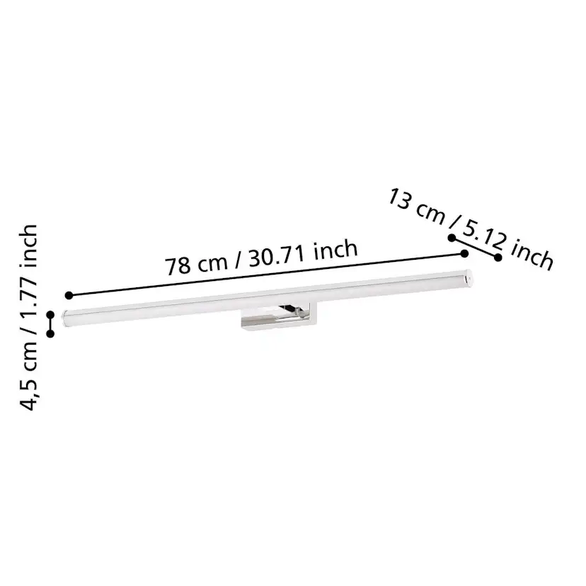 LED-SPIEGELL.L-780 CHROM/WEISS 'VADUMI' 780 mm, Vit