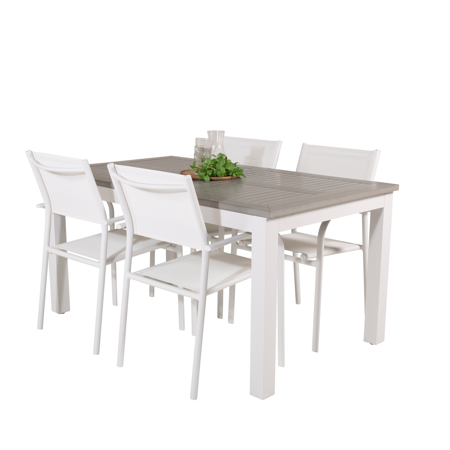 Albany Dining Table 152/210*90 - White Alu / Grey Aintwood+S Vit/Grå