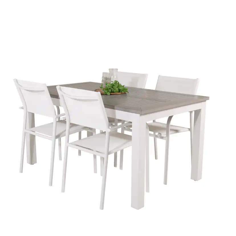 Albany Dining Table 152/210*90 - White Alu / Grey Aintwood+S Vit/Grå
