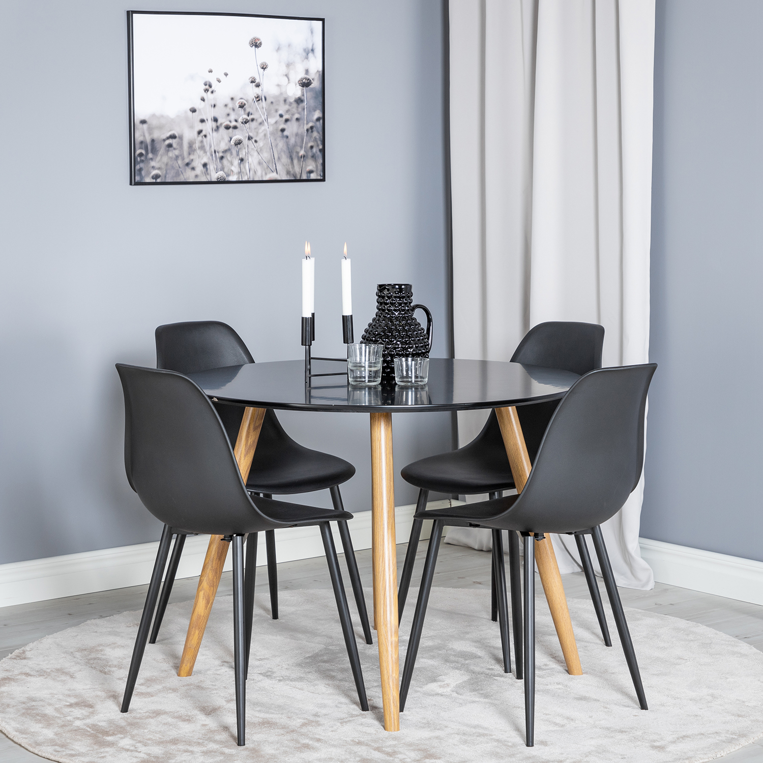 Matgrupp Venture Home Plake med 4 Pop Stolar Runt