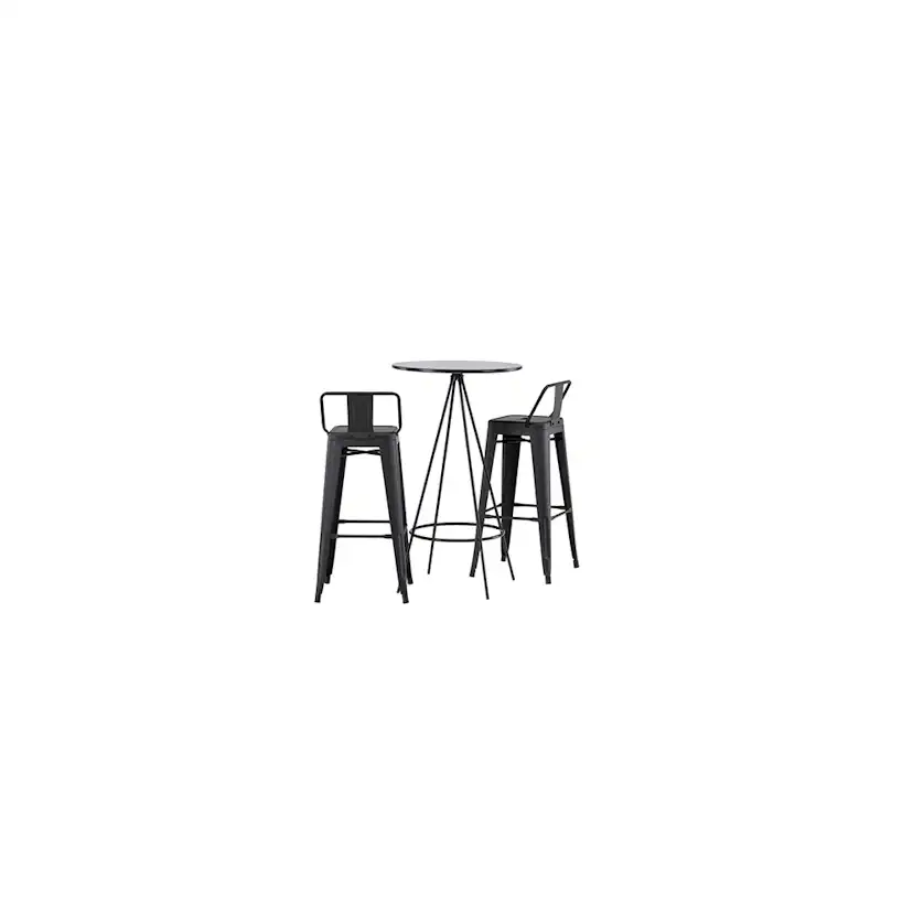 Matgrupp Venture Home Bistro Ø60 cm med 2 st Tempe stolar Svart
