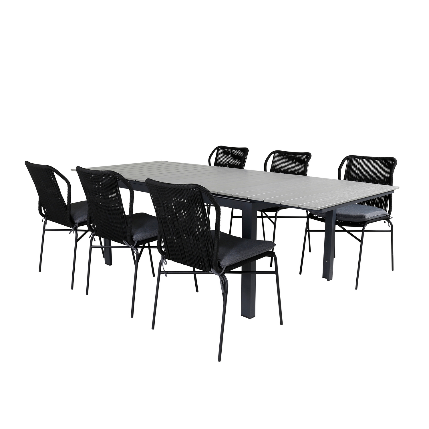 Matgrupp Venture Home Lova 160 med 6 Jefferson Stapelbara Matstolar