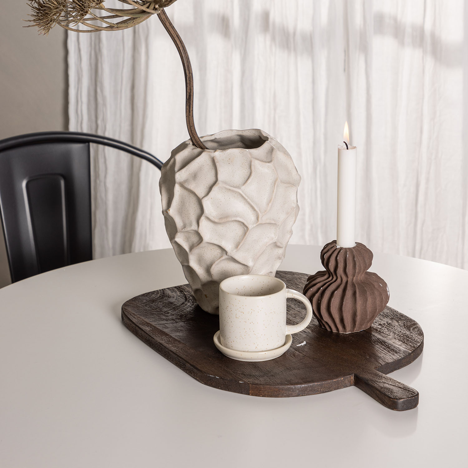 Hamden Dining Table - White MDF+Tempe Dining Chair - Dark gr Vit/Svart/Valnöt