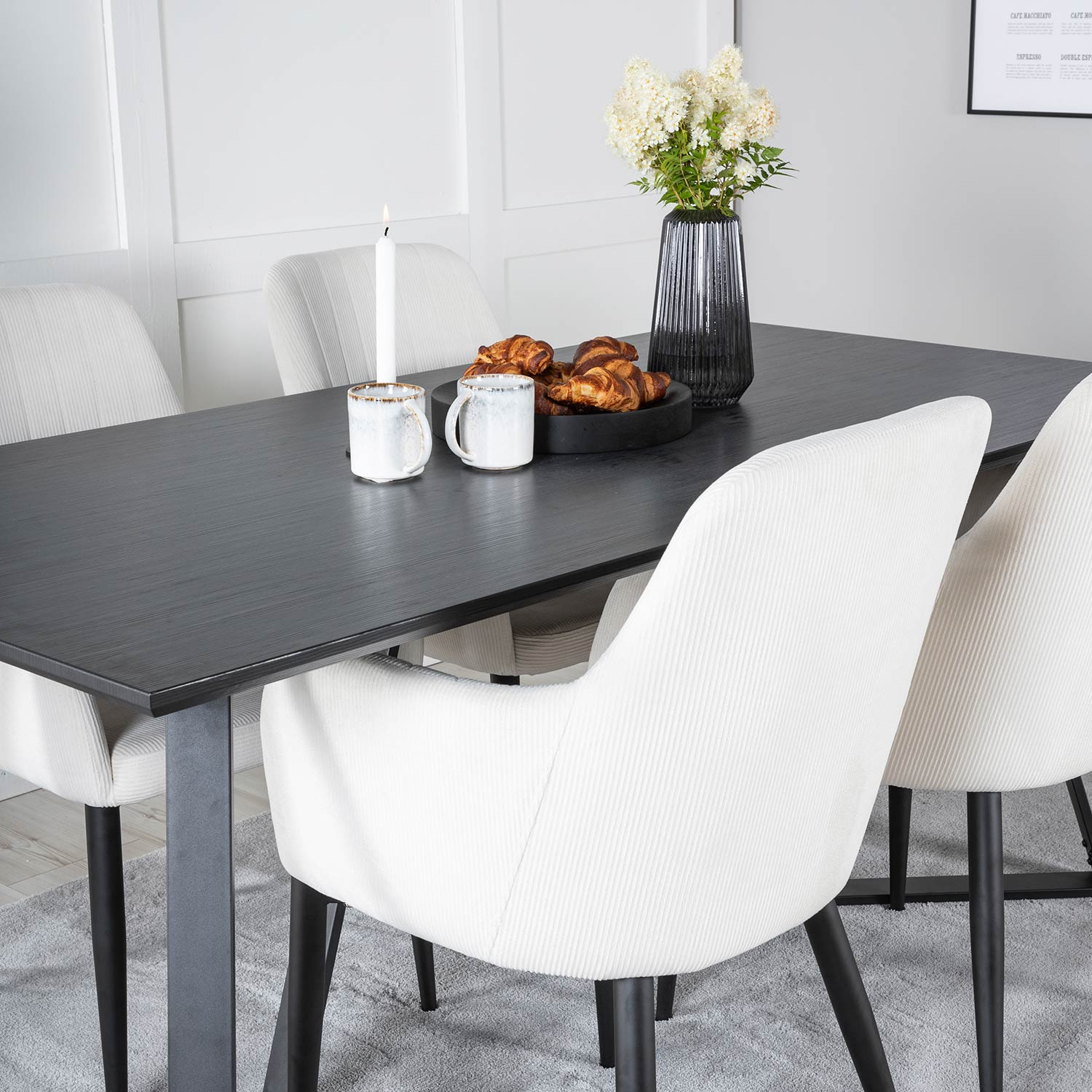 Marina Table - Black top /Comfort Chair - Beige / Black_4 Svart/Beige