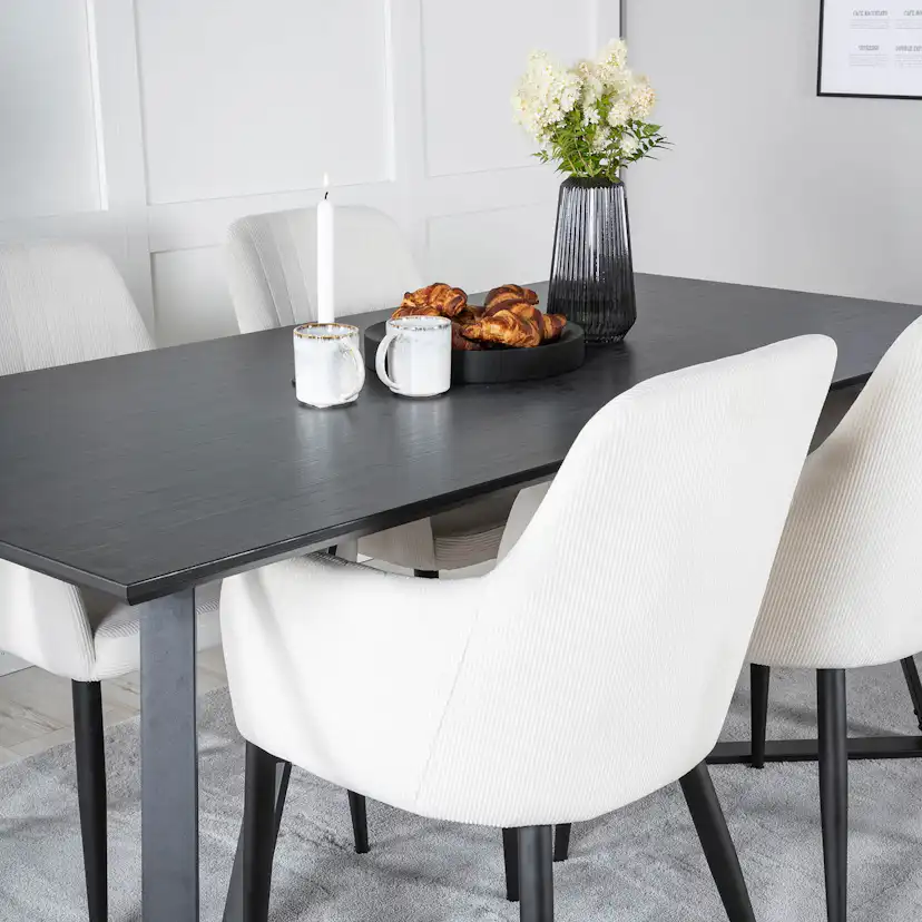 Marina Table - Black top /Comfort Chair - Beige / Black_4 Svart/Beige