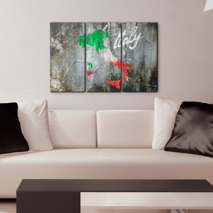 Tavla Arkiio Konstnärlig Karta Över Italien Triptyk