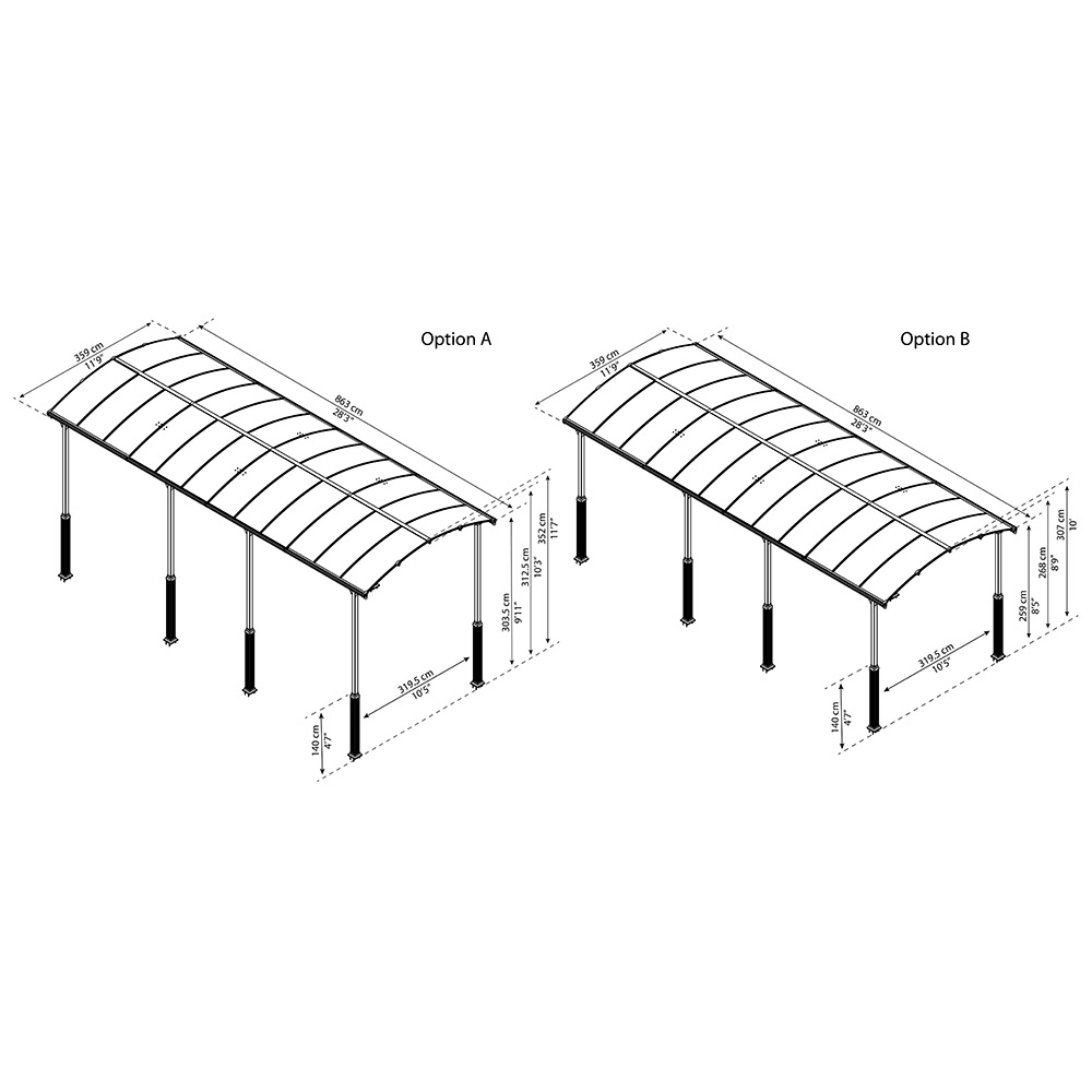 Carport Canopia by Palram Alpine I Metall För Husbil 3,6x8,5 m
