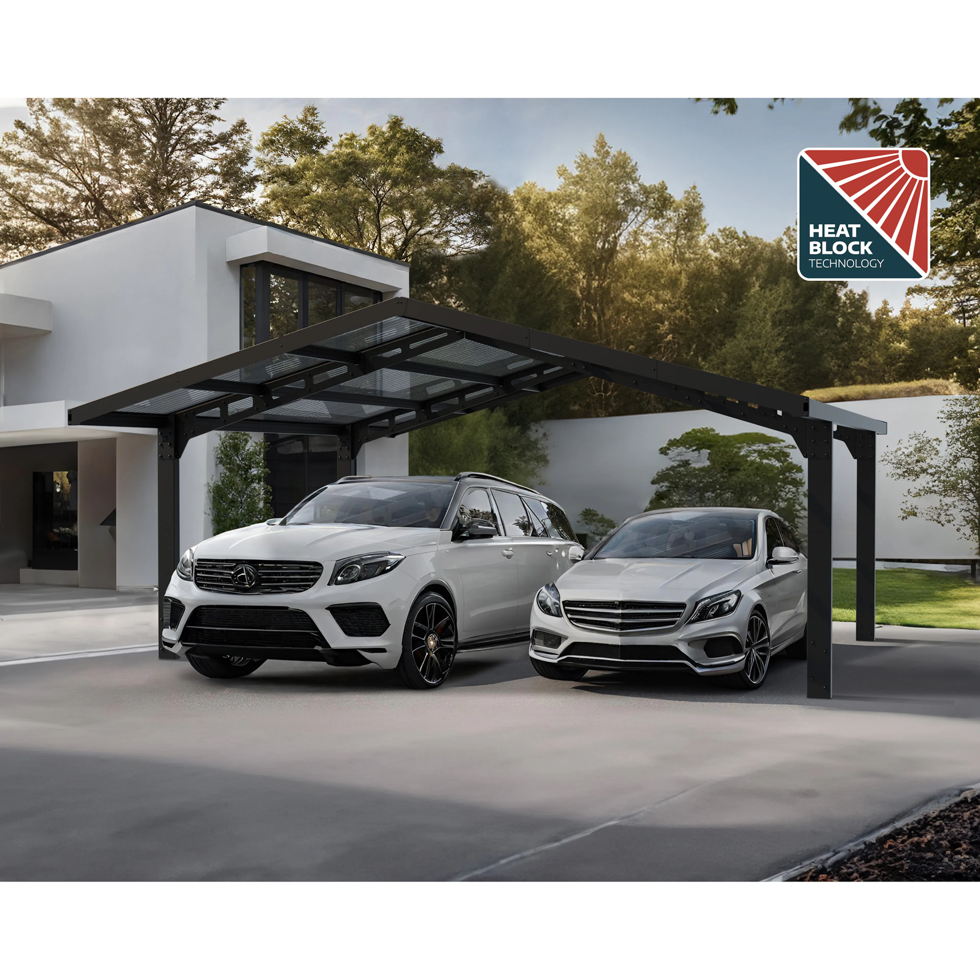 Carport Canopia by Palram Sydney i Metall Dubbel båge 6x6 m Svart