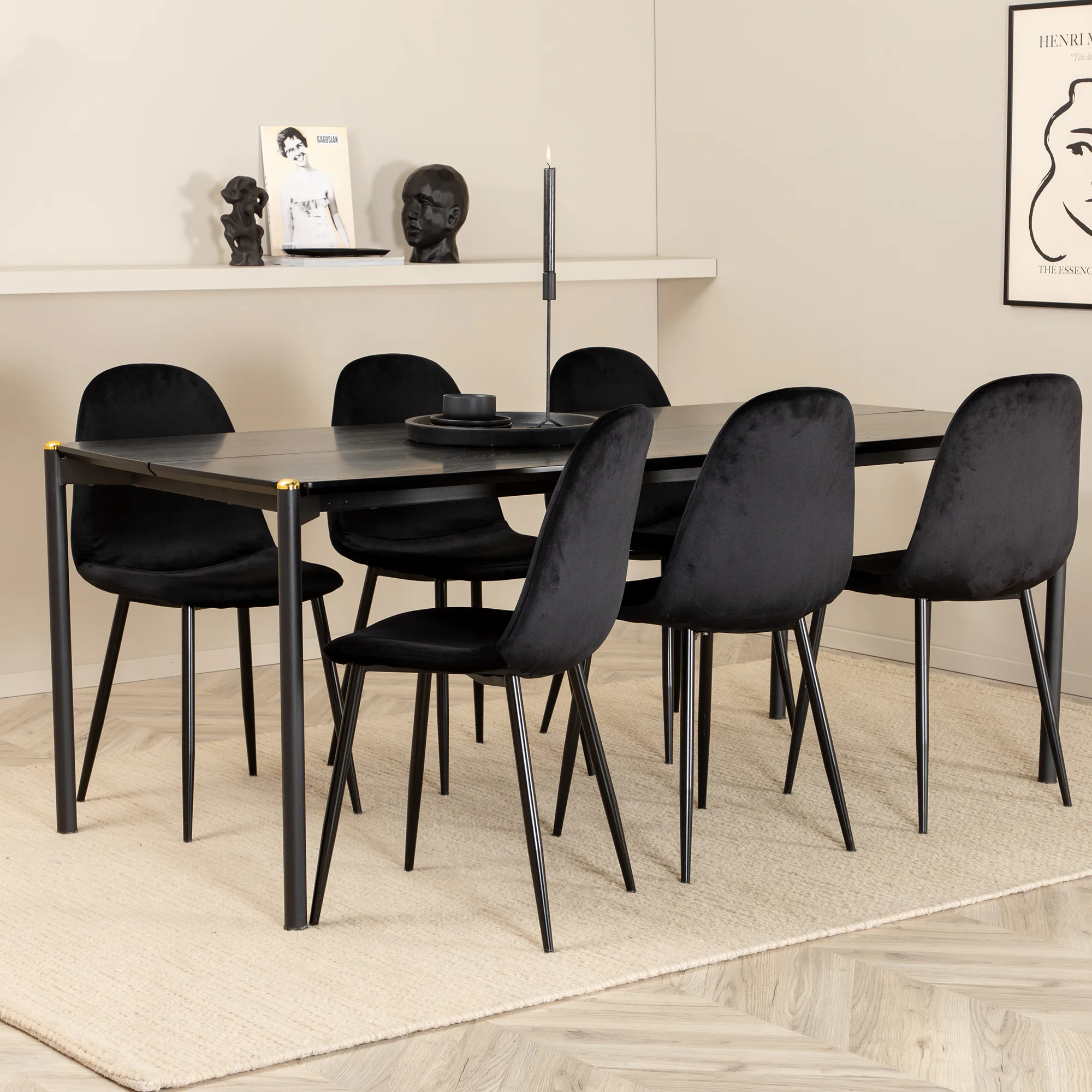 Matgrupp Venture Home Paris med 6 Pobbie Stolar Svart
