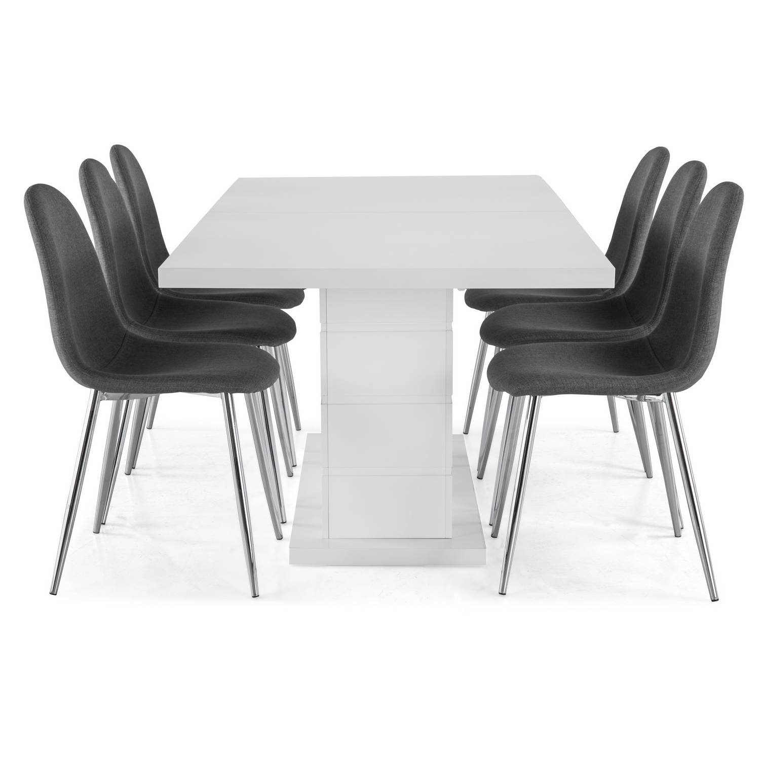 Matgrupp Concept 55 Ratliff Rektangulärt Matbord 180-220 cm Förlängningsbart med 6 Nibe Matstol