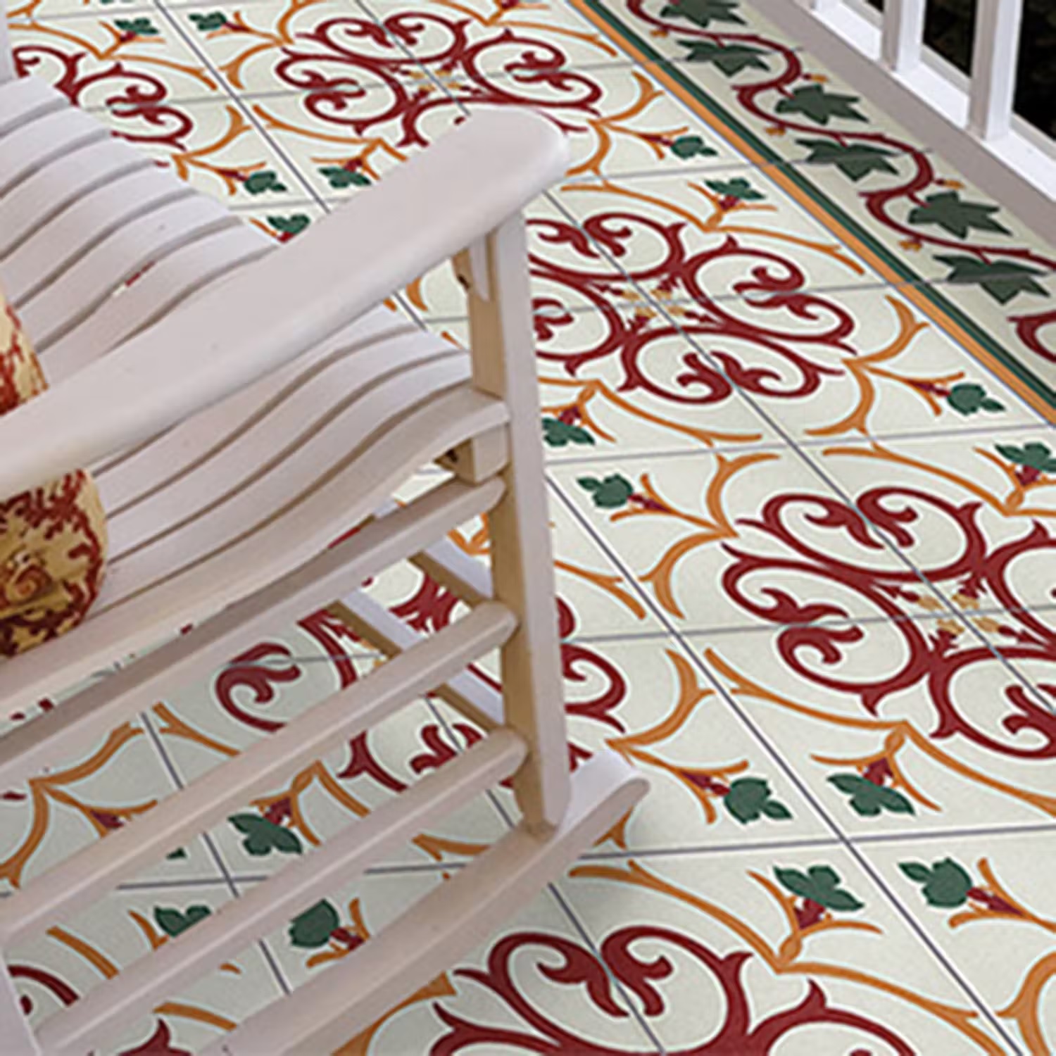 Kakeldekor Konradssons Kerion Branche Röd/Gul/Gön 20x20 cm