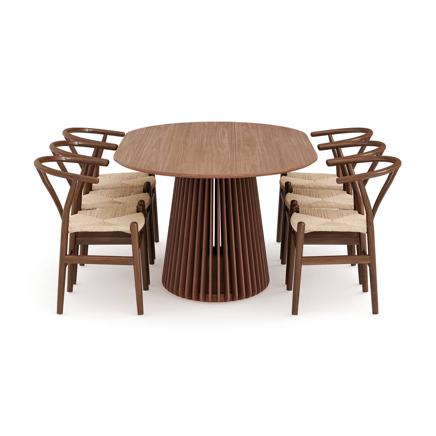 Matgrupp Bark Peyra Ovalt Matbord 200 cm med 6 Dastoori Matstol