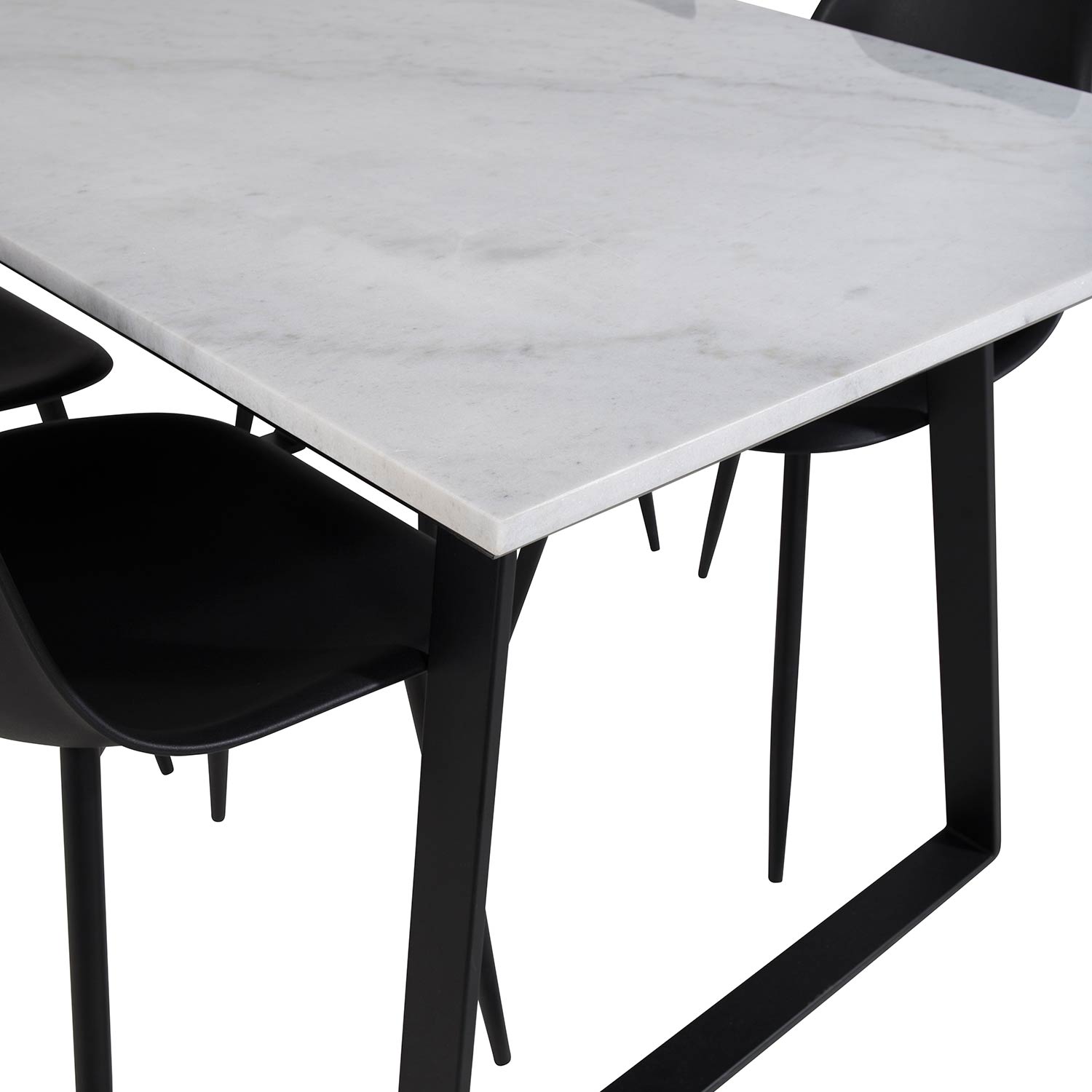 Estelle Table White / Black+Polar Chair - / Black Plastic_4 Vit/Svart