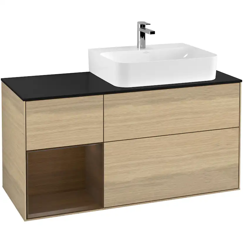 Tvättställsskåp Villeroy & Boch Finion med 3 Lådor Hylla och Bänkskiva för Ocentrerat Tvättställ