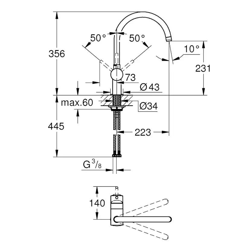 Köksblandare Grohe by Norema Minta Vento C-pip