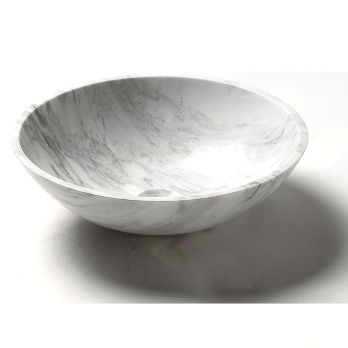 Handfat Italian Marble Carrara Polerad Rund