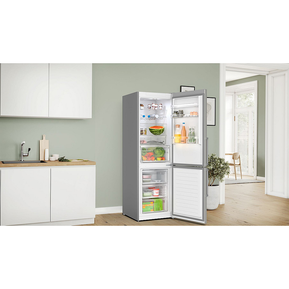 Kombiskåp Kyl/frys Bosch 2 st KGN367ICT Serie 4 186cm Otroligt Tysta Rostfri