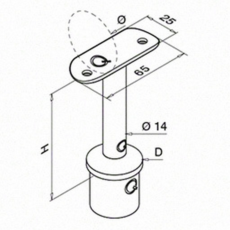 Toppfäste Herrljunga Ledstångsfabrik 0709 Inomhusbruk Skålad