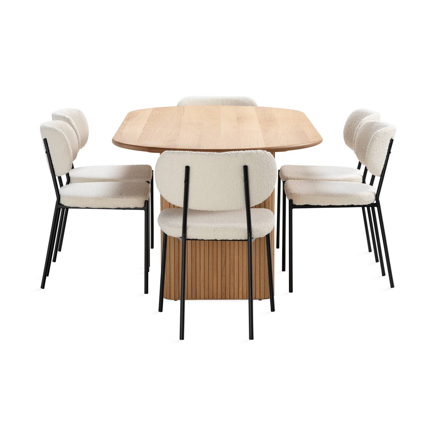 Matgrupp Basic Home Noira Ovalt Matbord 220 cm med 6 Gemmanio Matstol