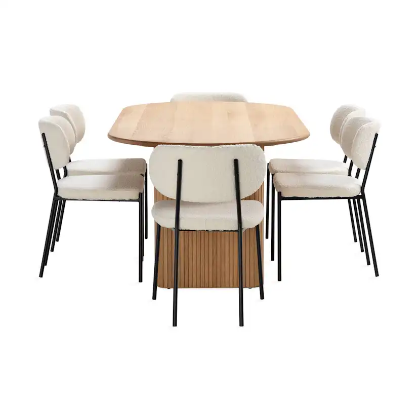 Matgrupp Basic Home Noira Ovalt Matbord 220 cm med 6 Gemmanio Matstol