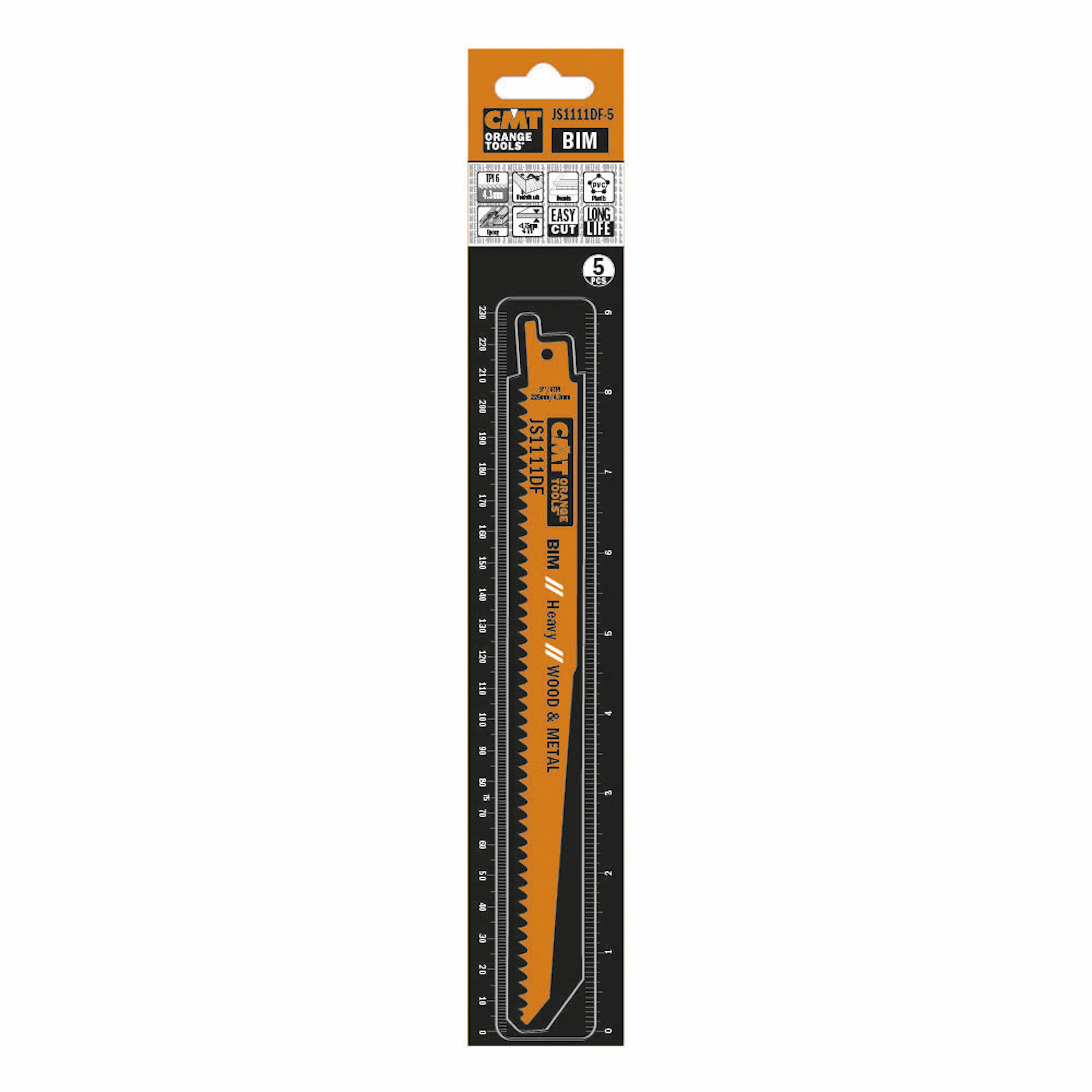 Tigersågblad CMT Orange Tools Trä/metall 225mm BIM Heavy 5 st JS1111DF-5