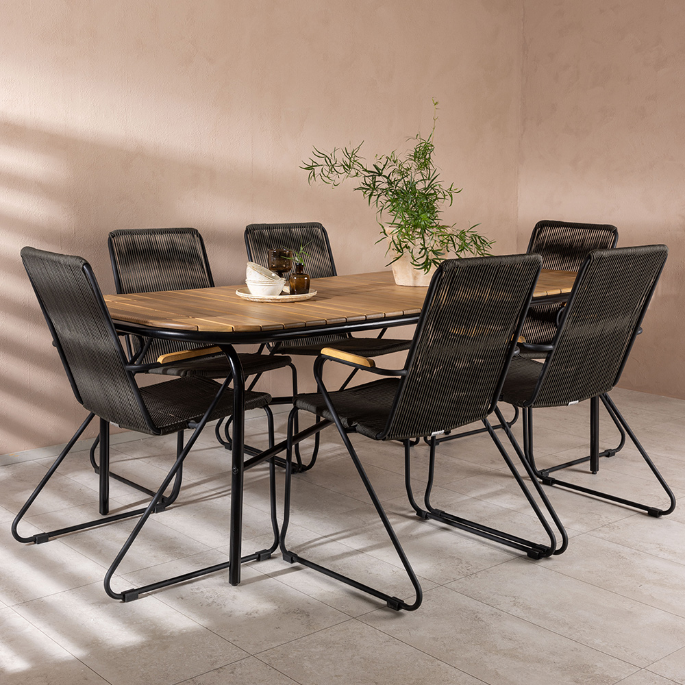 Matgrupp Utomhus Venture Home Holmbeck Bord med 6 Bois Trädgårdsstolar
