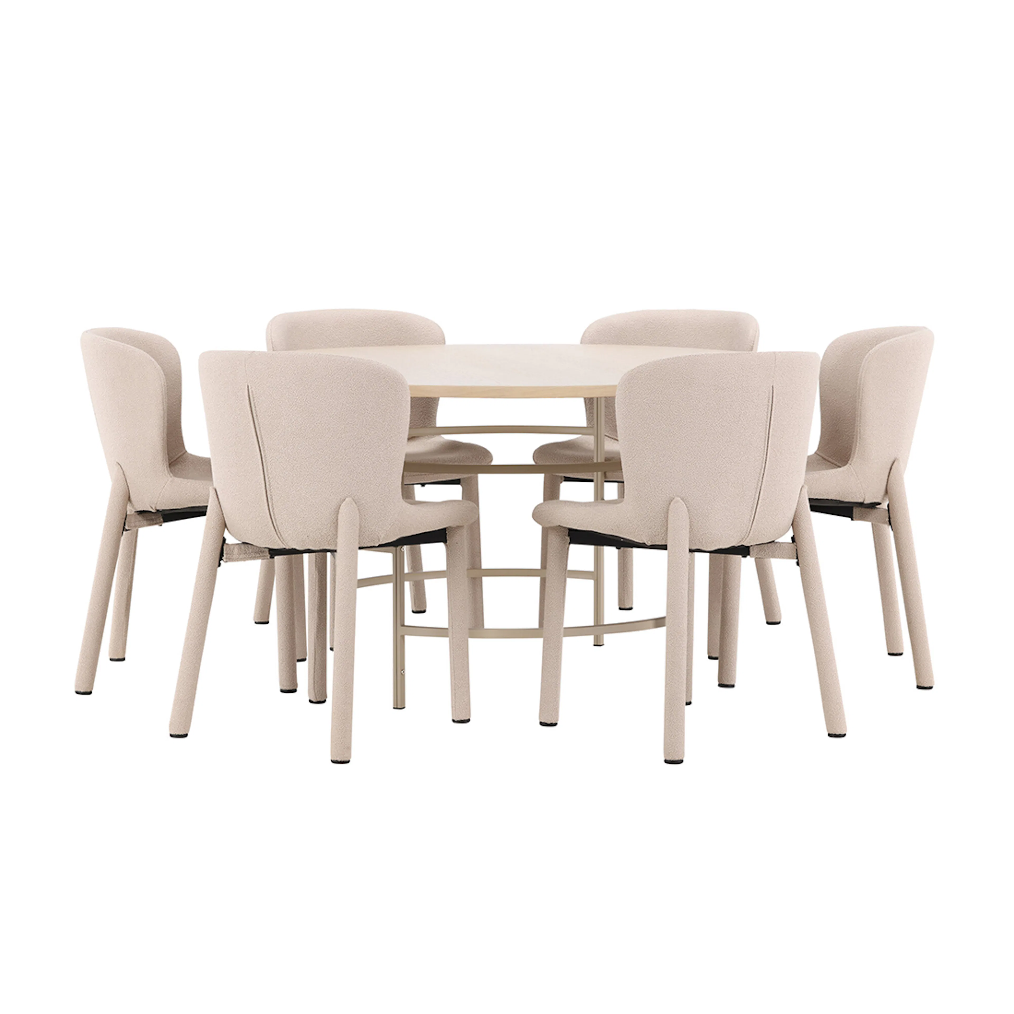 Copenhagen Table - Whitewash/Beige with 6 Astoria Chair - Be Färg: Vittvätt/Beige/Beige