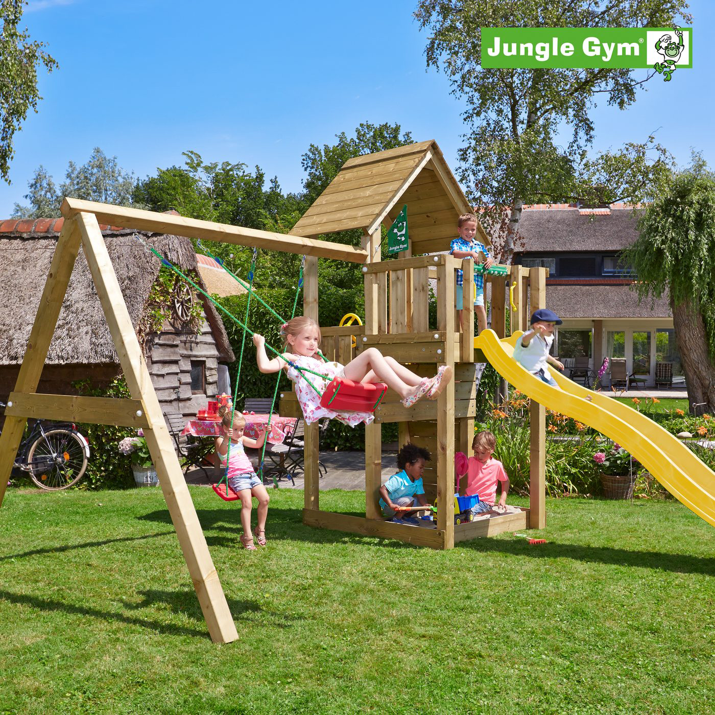 Lektorn Jungle Gym Cubby inkl. Swing Modul X'tra och rutschkana
