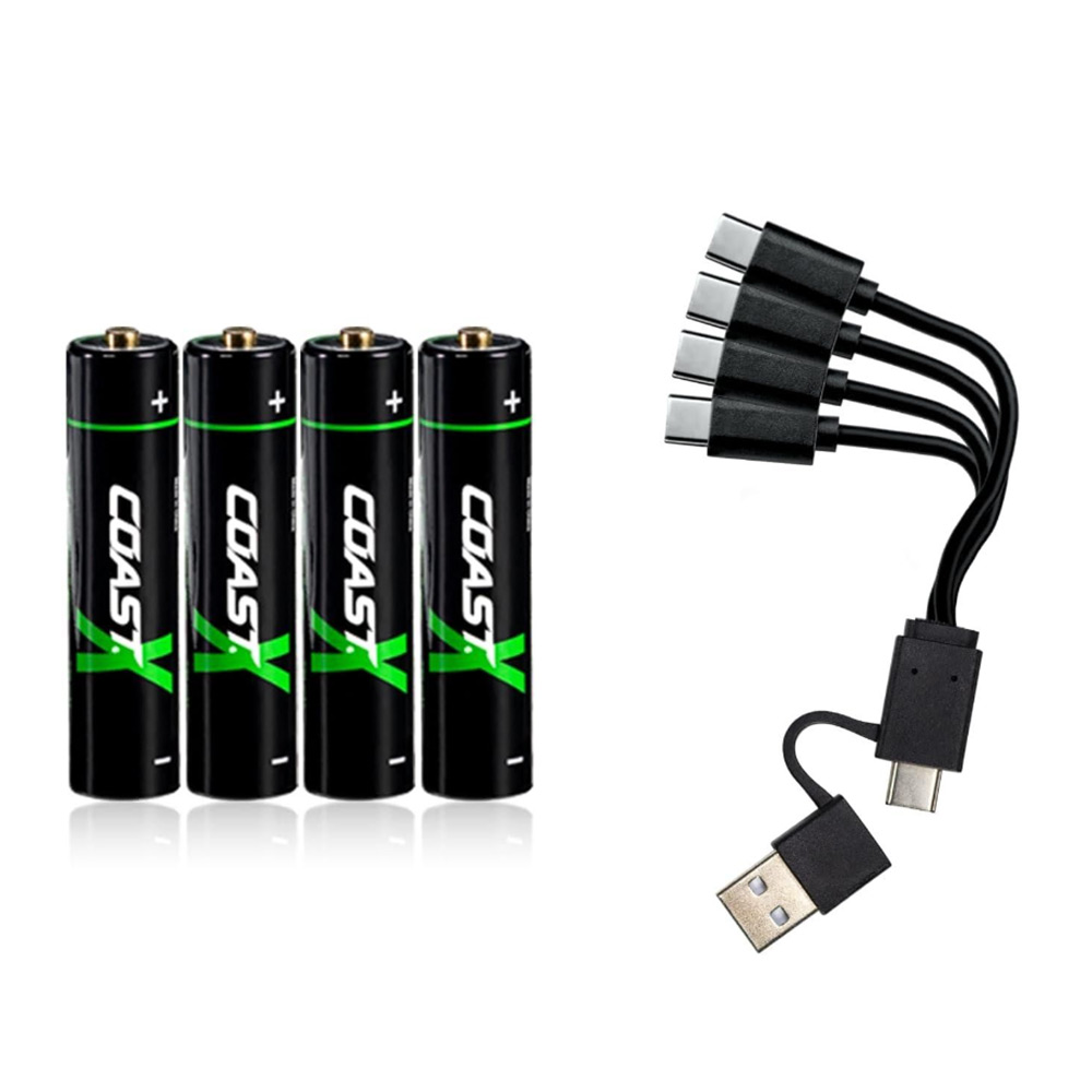 Batteri Coast Uppladdningsbara AAA 1,5V 750 mAh 4-pack inkl Laddningskabel
