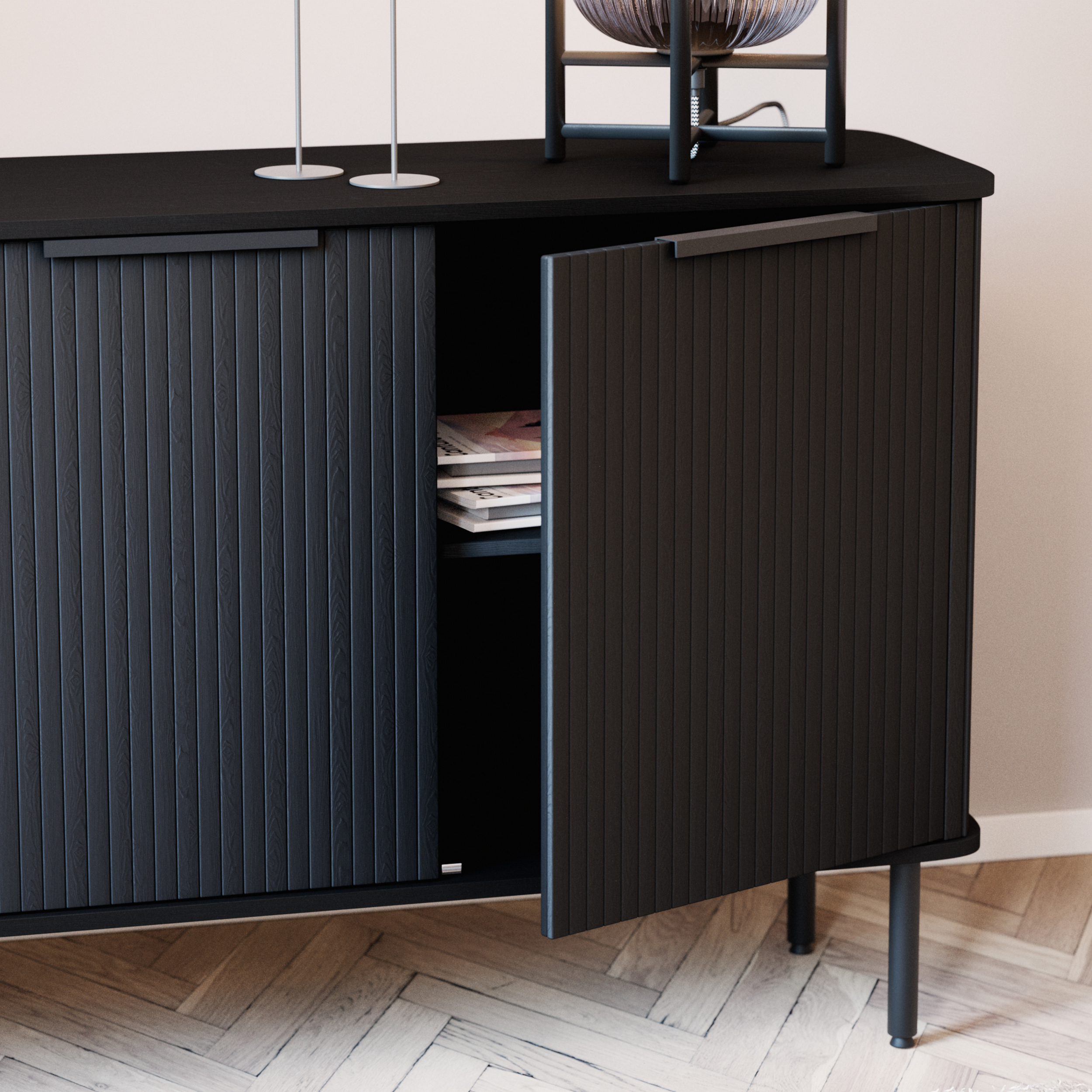 Sideboard Bark Kopparbo Ribbad med Förvaring 160cm