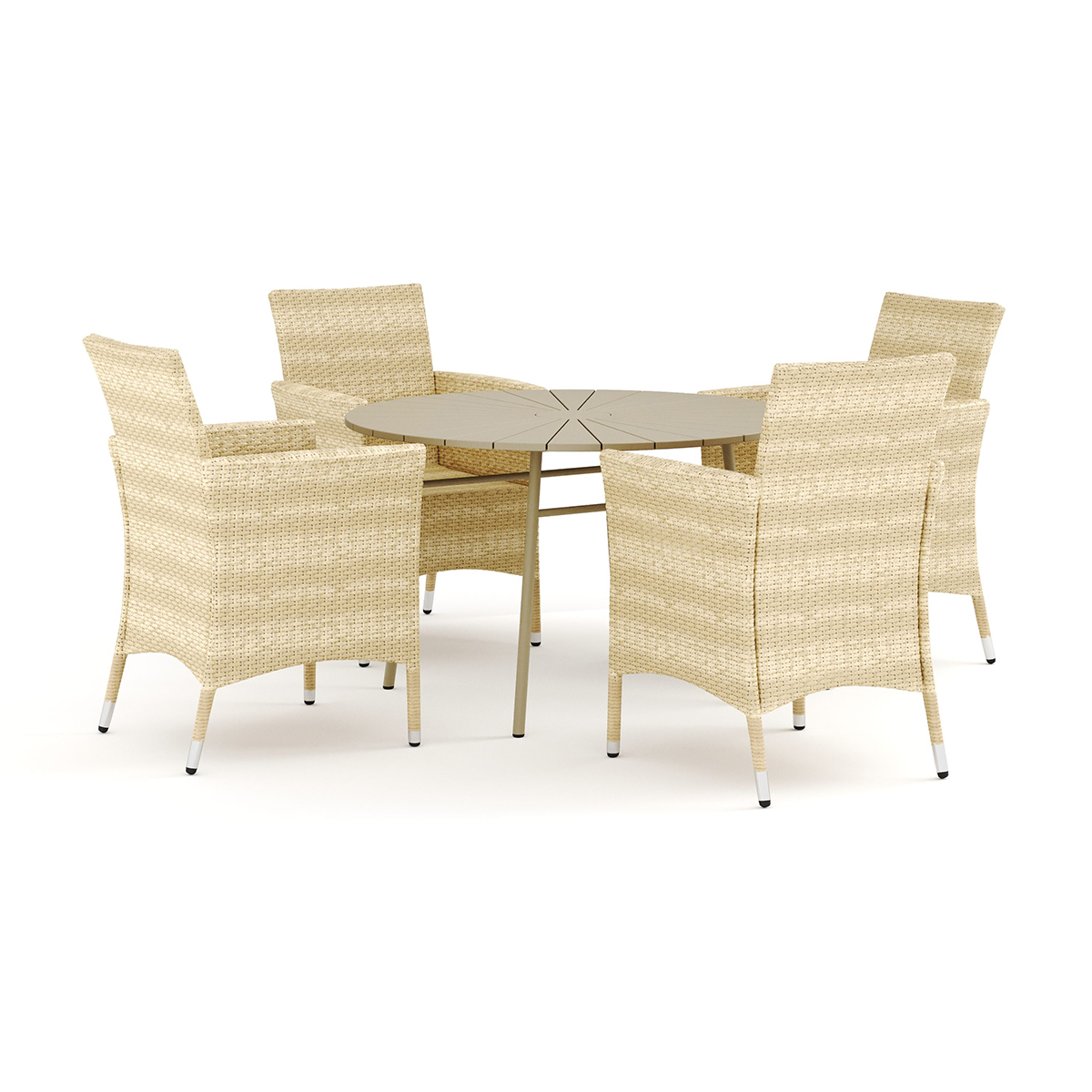 Tunis Matgrupp med 4 stolar Beige/Beige