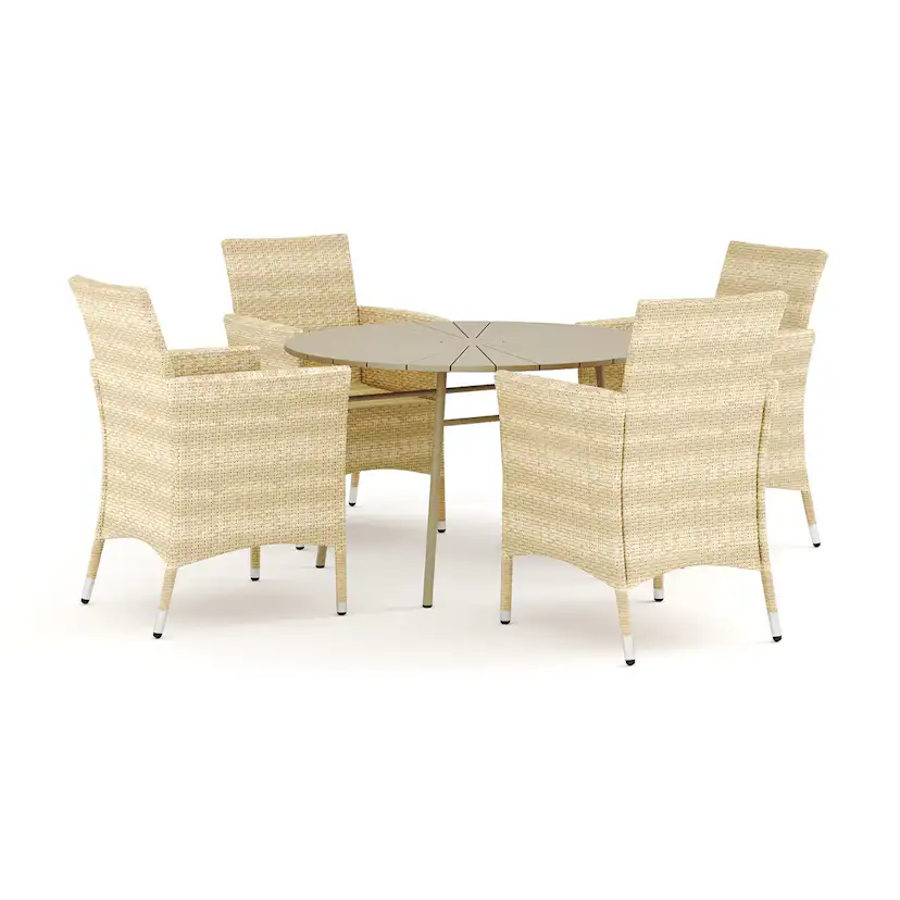 Tunis Matgrupp med 4 stolar Beige/Beige