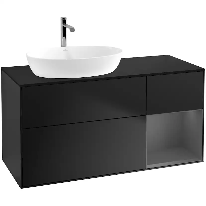 Tvättställsskåp Villeroy & Boch Finion med 3 Lådor Hylla och Bänkskiva för Ocentrerat Tvättställ från Artis & Collaro