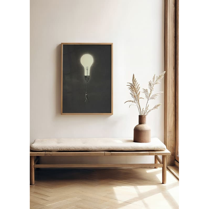 Poster Gallerix Flying With Light Bulb