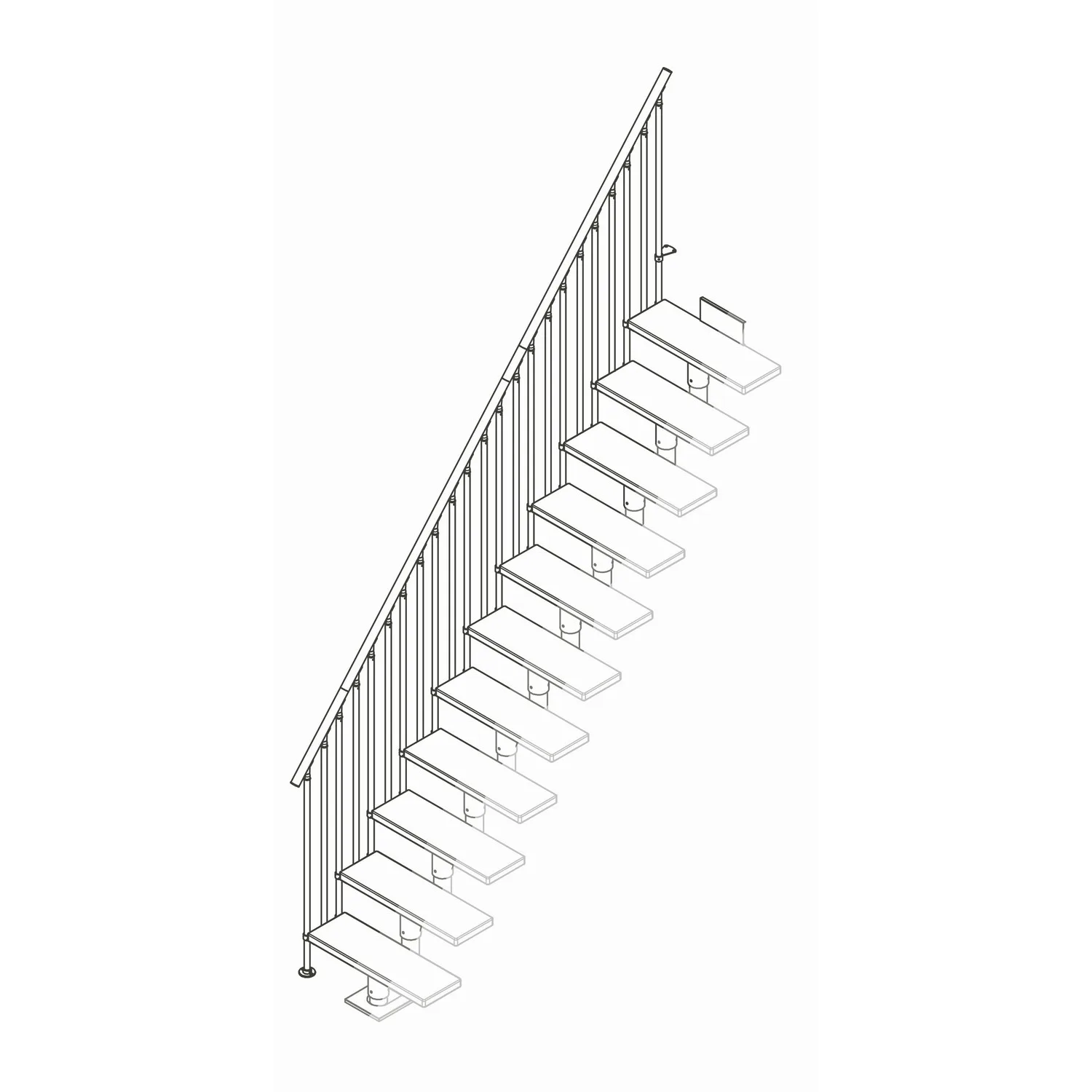 CLASSIC III komplett extra räcke bok lack antracit 13T Antracit, Passar till 13 Steg
