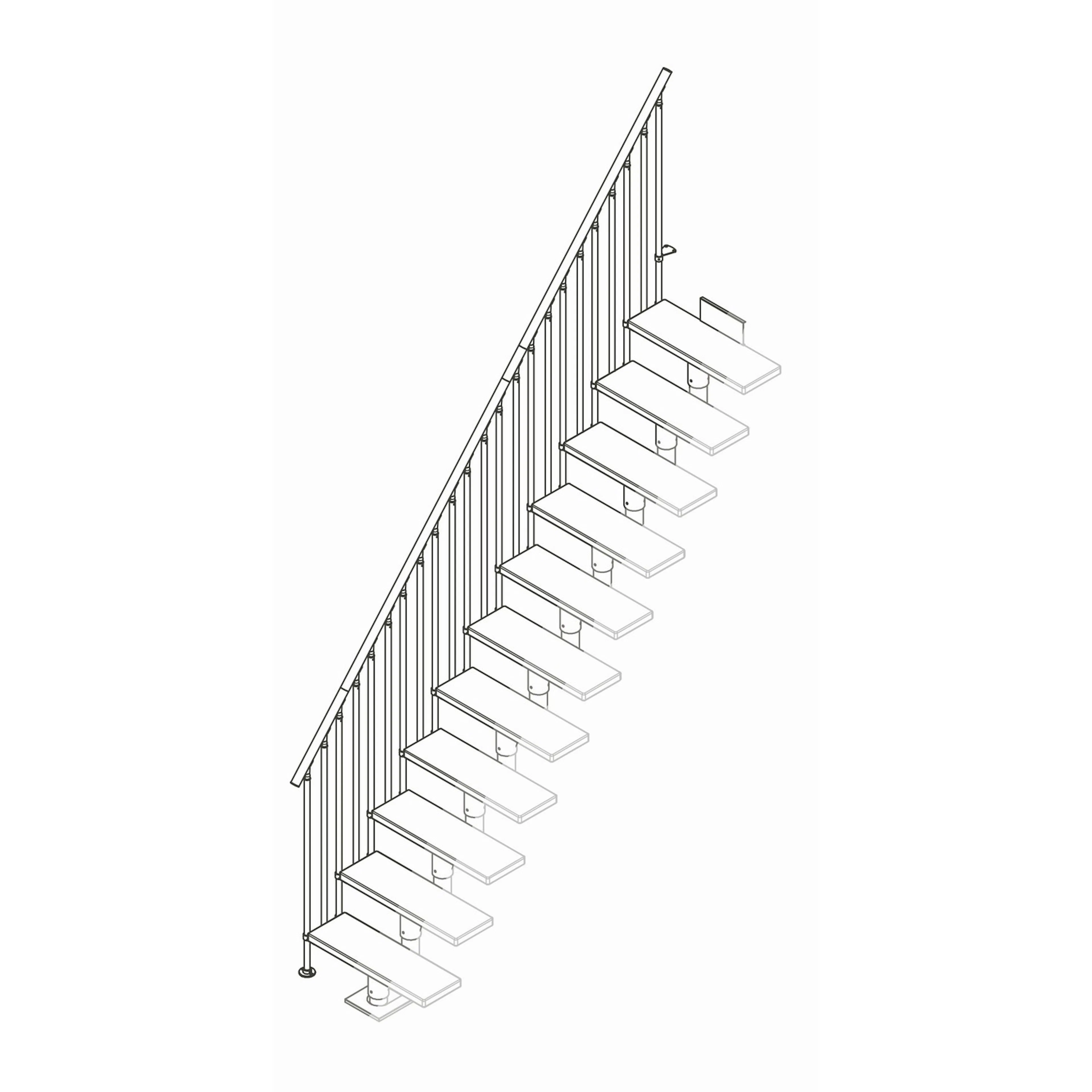 CLASSIC III komplett extra räcke bok lack antracit 13T Antracit, Passar till 13 Steg