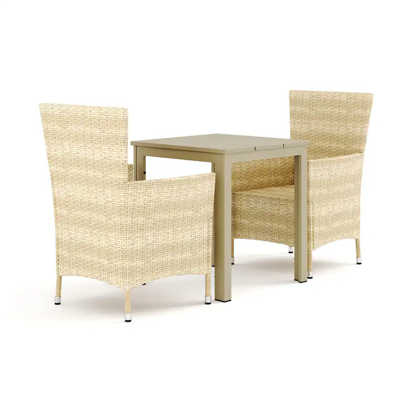 Trädgårdsgrupp Comfort Garden Tunis utomhus caféset 70x70 cm med 2 Thor Trädgårdsfåtölj