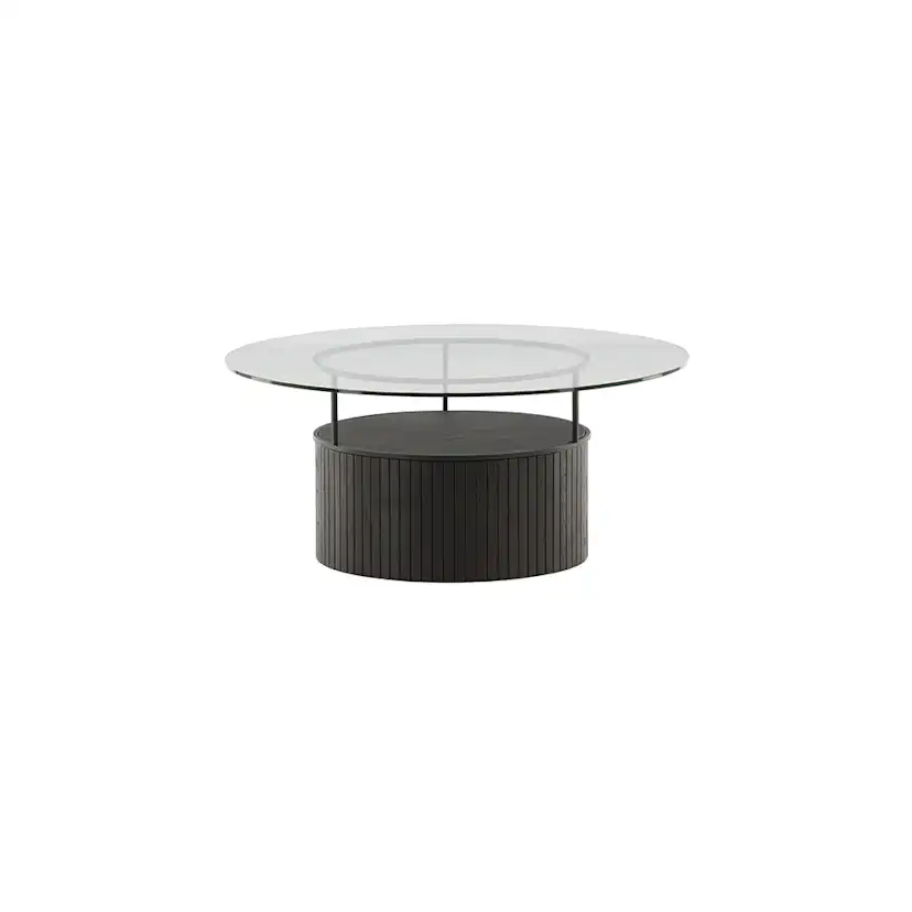 Soffbord Venture Home Bovall Runt Vardagsrumsbord i Svart Ask & Glas