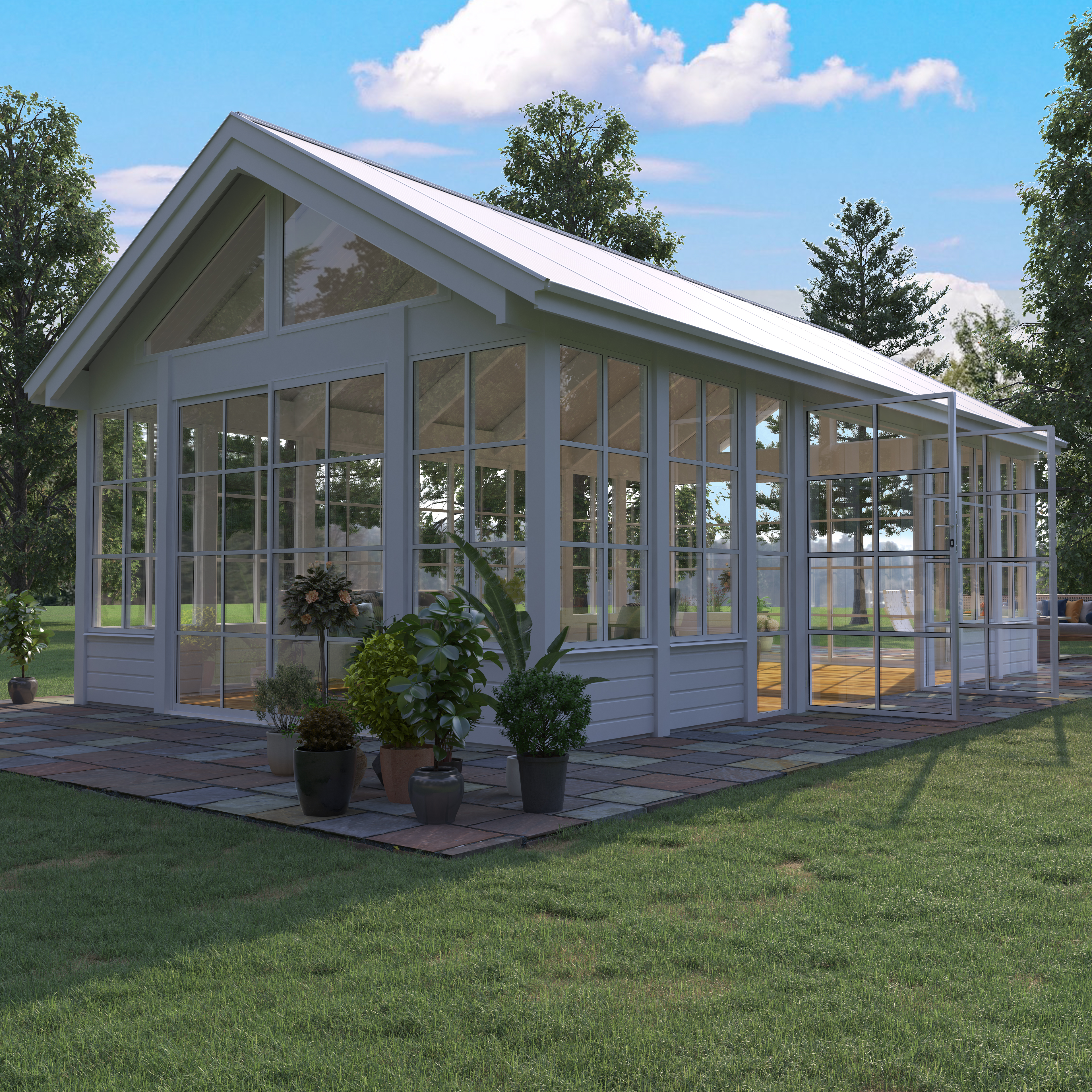 Växthus Landskap Grönska Sommar 30 kvm