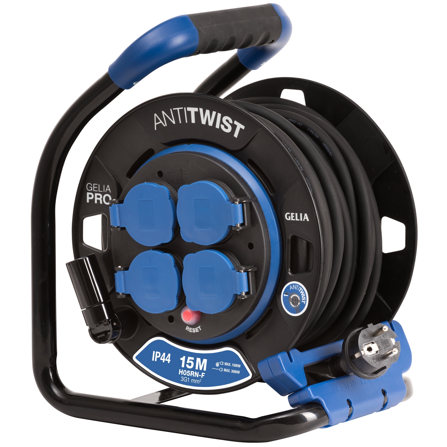 Kabelvinda Gelia med Lock och Stålstativ Jordad Fast Nav/Anti-twist