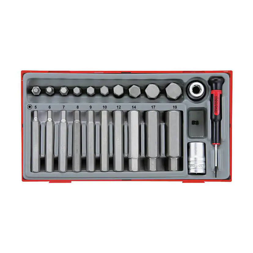 Insexhylssats 23 delar med 1/2 tum fyrkantsfäste Teng Tools TTHEX23