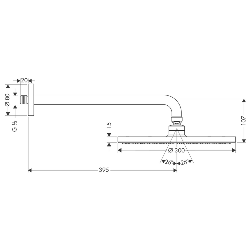 Huvuddusch Hansgrohe Raindance S 300 för Vägg