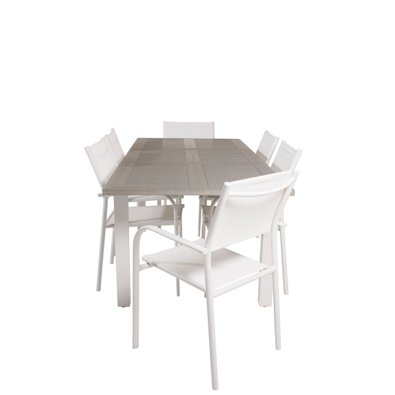 Albany Dining Table 152/210*90 - White Alu / Grey Aintwood+S Vit/Grå