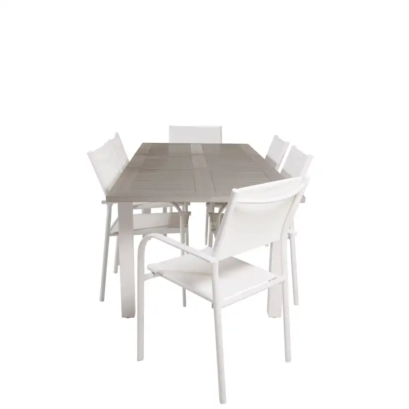 Albany Dining Table 152/210*90 - White Alu / Grey Aintwood+S Vit/Grå