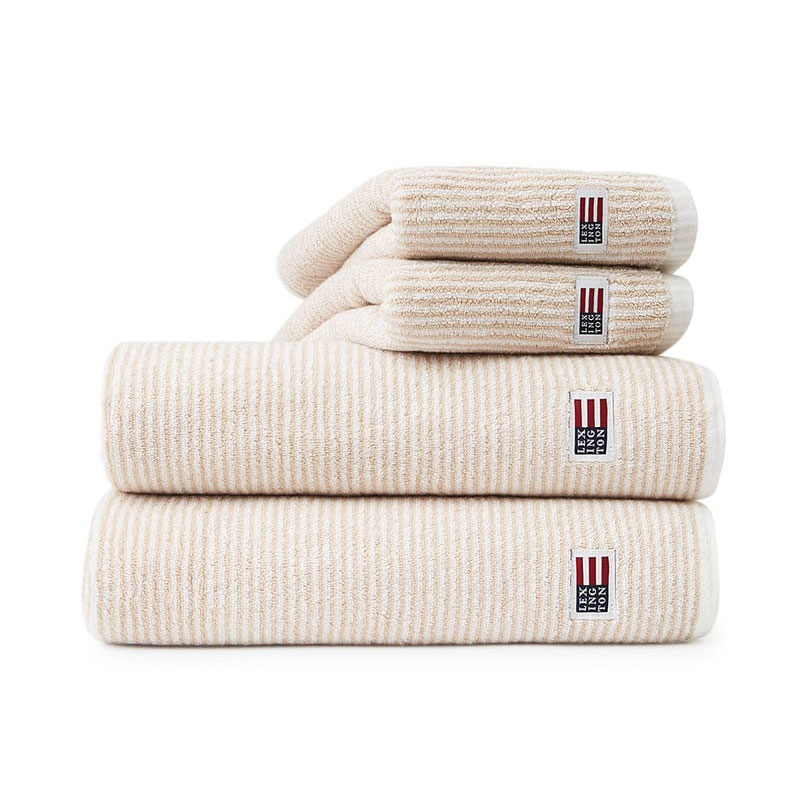 Badhandduk Lexington Icons Original Striped White-Tan