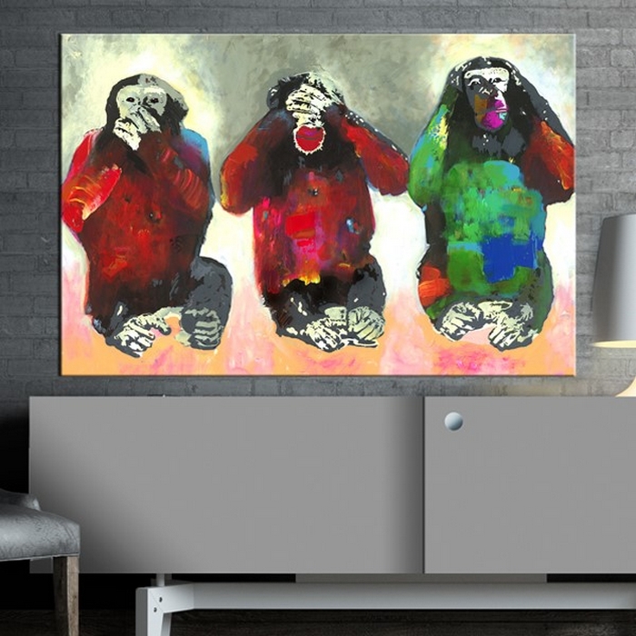 Tavla - Three Wise Monkeys 60x40 60x40 cm