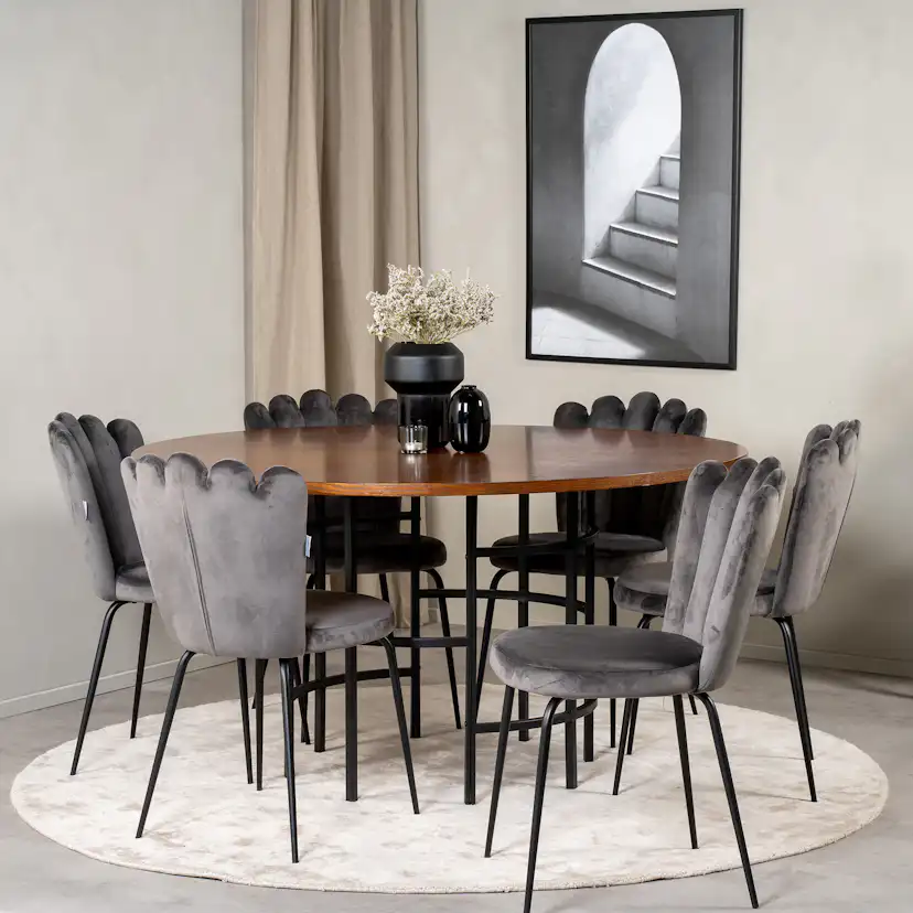 Matgrupp furniture/fashion Copenhagen med 6 Gråa Limhamn Light Stolar