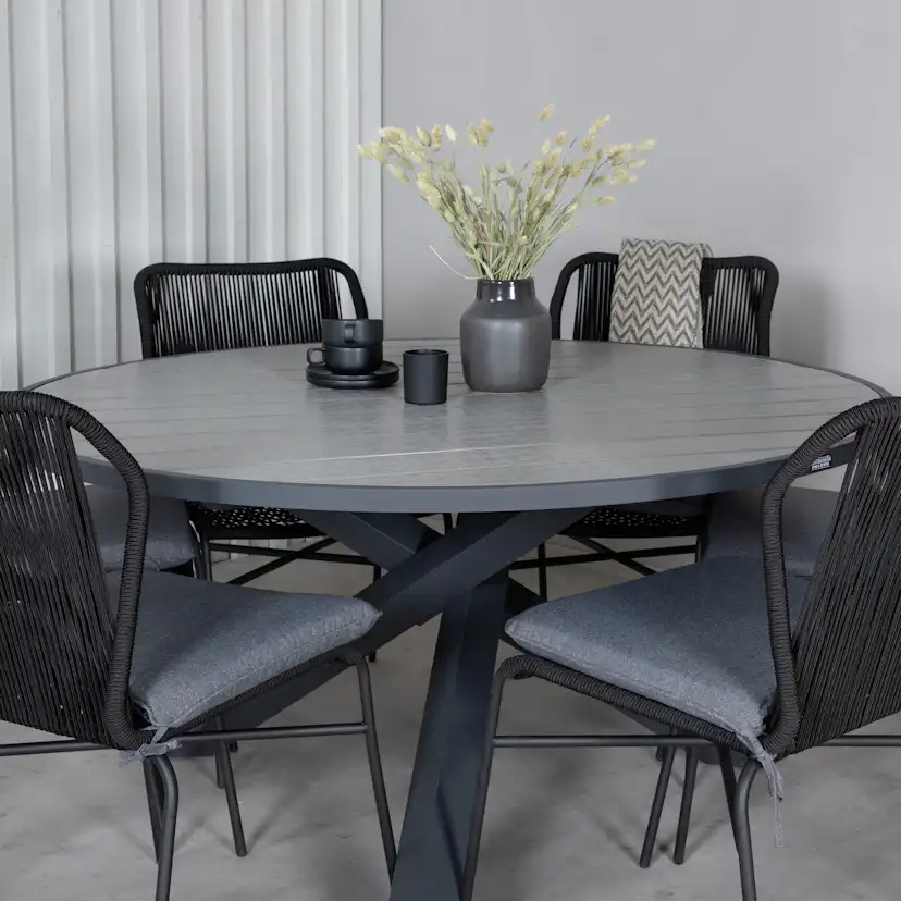 Matgrupp Venture Home Pincy med 6 Jefferson Stapelbara Matstolar