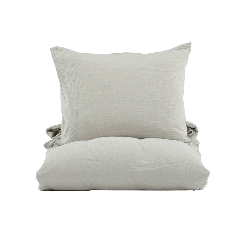 Mila Bed Set Cotton Gauze Light Grey 150x200 cm Färg: Ljusgrå, Mått: 150x200 cm